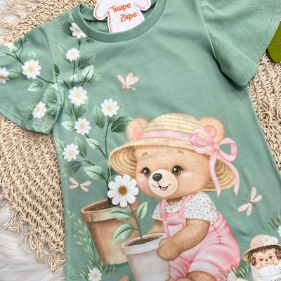  Vestido Ursinha Florista - Verde